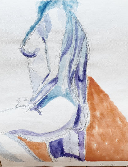 Vintage Double Sided Watercolor Portrait