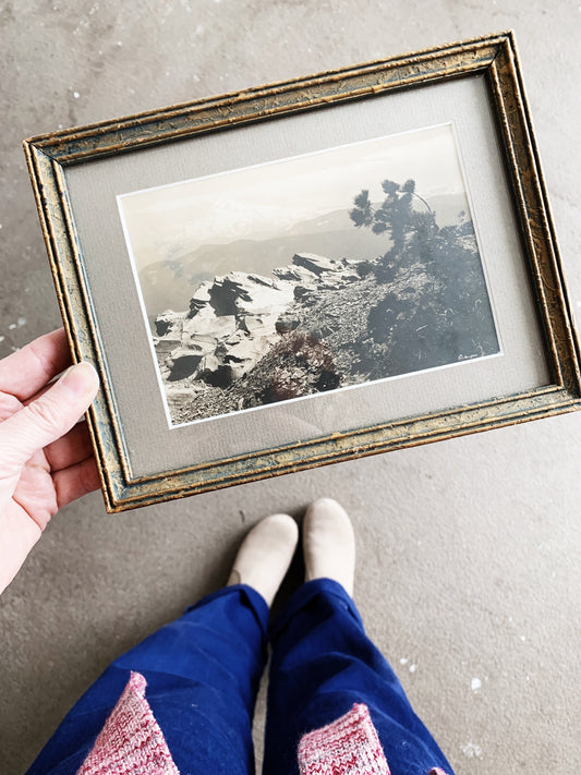 Vintage Framed Mt Hood Photo