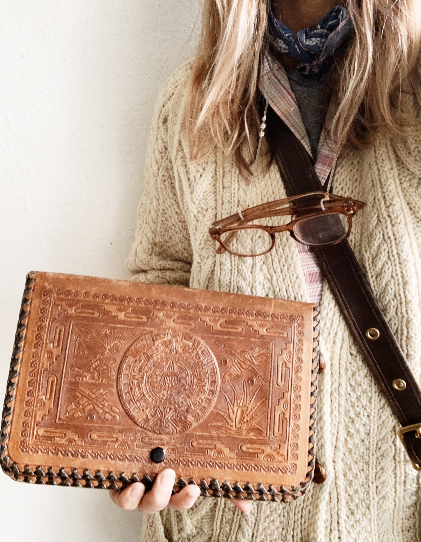 Vintage Tooled Leather Folio