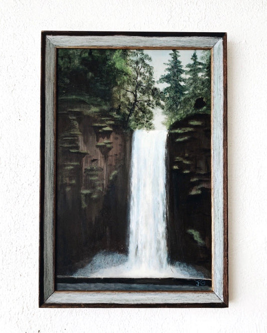 Vintage Framed Waterfall Painting