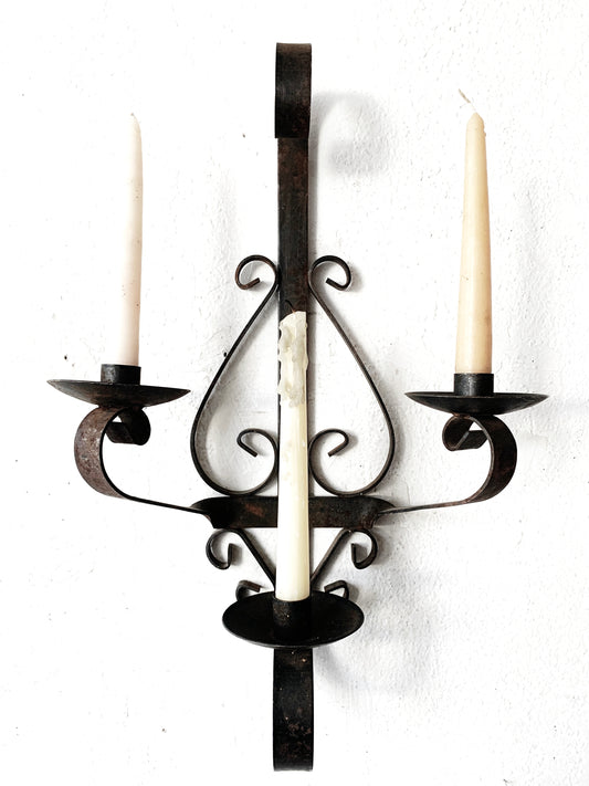Large Antique Iron Gothic Candelabra