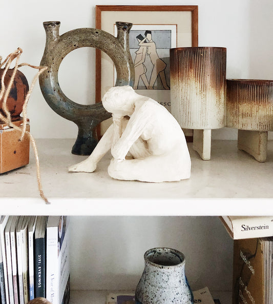 Vintage Clay Female Sculpture
