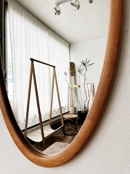 Large Natural Wood Framed Oblong Mirror