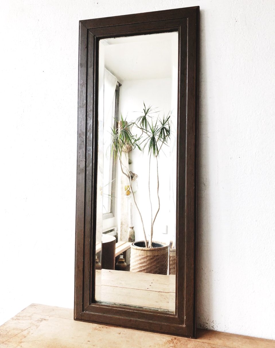 Antique Oblong Walnut Mirror