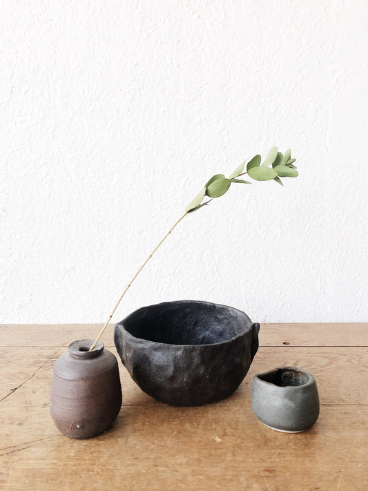 Trio of Handmade Black Clay Ceramics