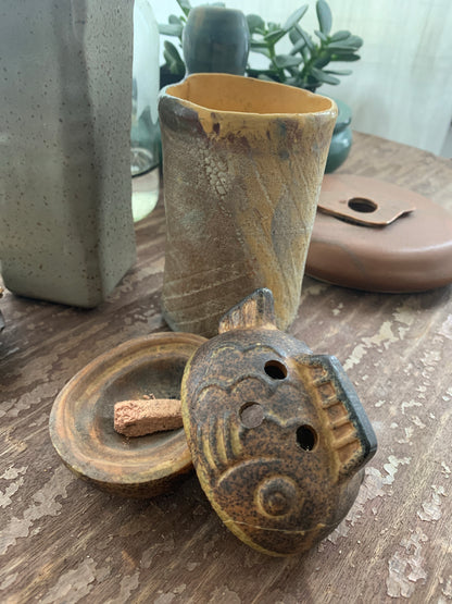 RESERVED Vintage Ceramic Fish Incense Burner