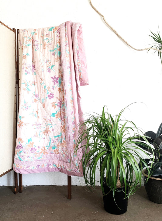 Vintage Quilted Cotton Reversible Bedspread