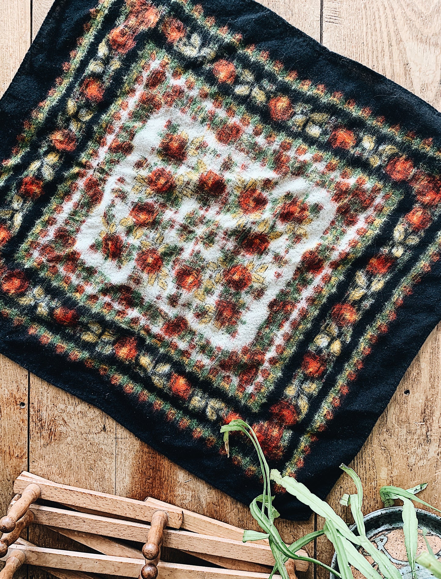 Vintage Wool Square Scarf