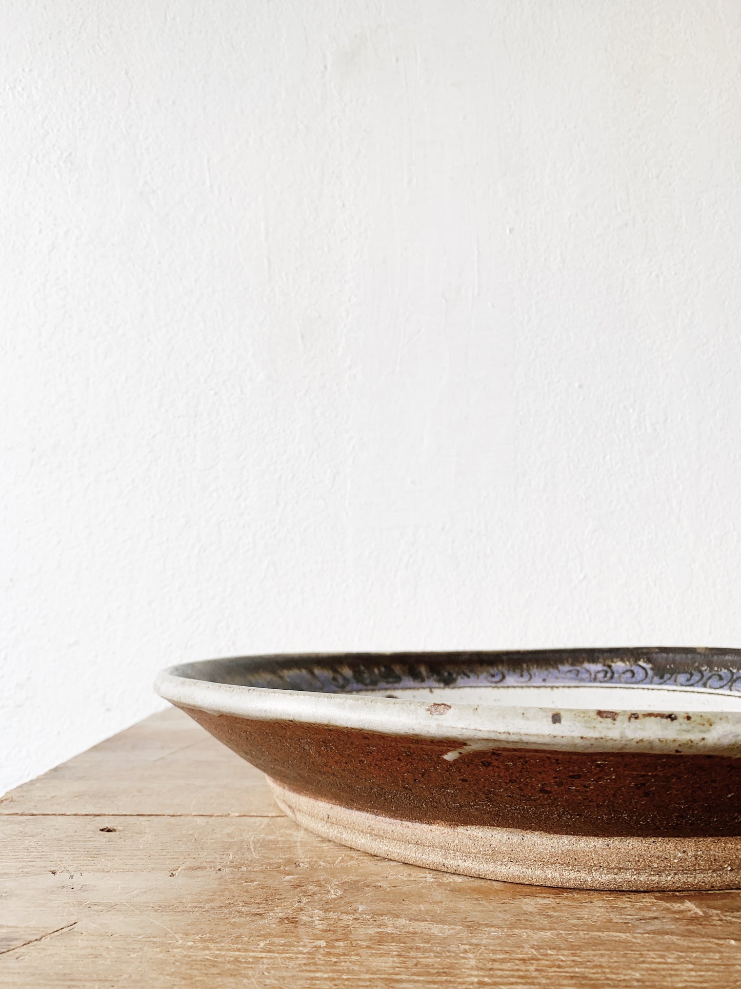 Large Vintage Handmade Pottery Platter