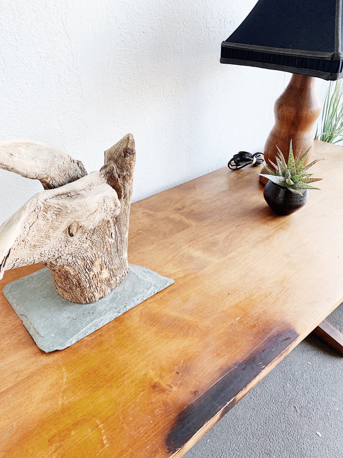 Vintage Handmade Alder Wood Trestle Table