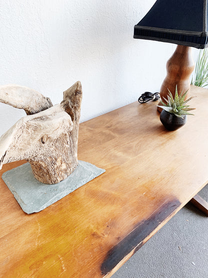 Vintage Handmade Alder Wood Trestle Table