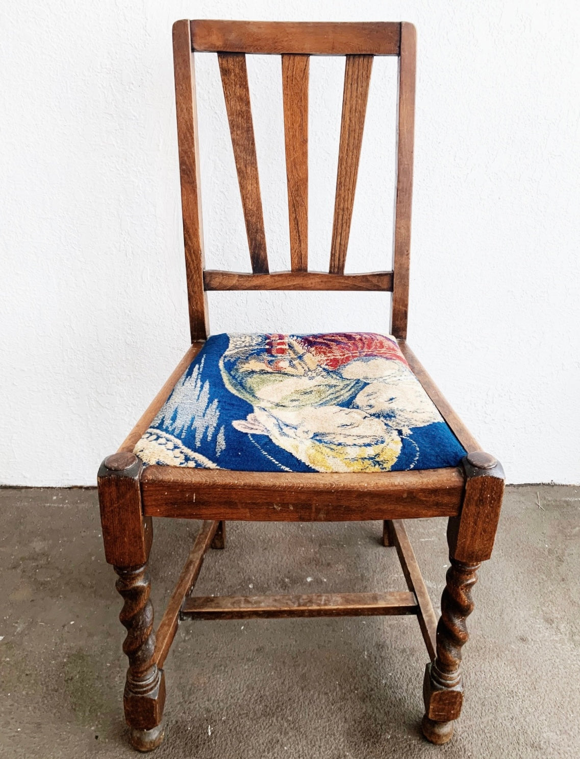 Antique Velvet Tapestry Upholstered Chair