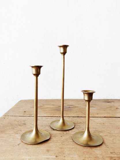 Vintage Minimal Brass Candlesticks