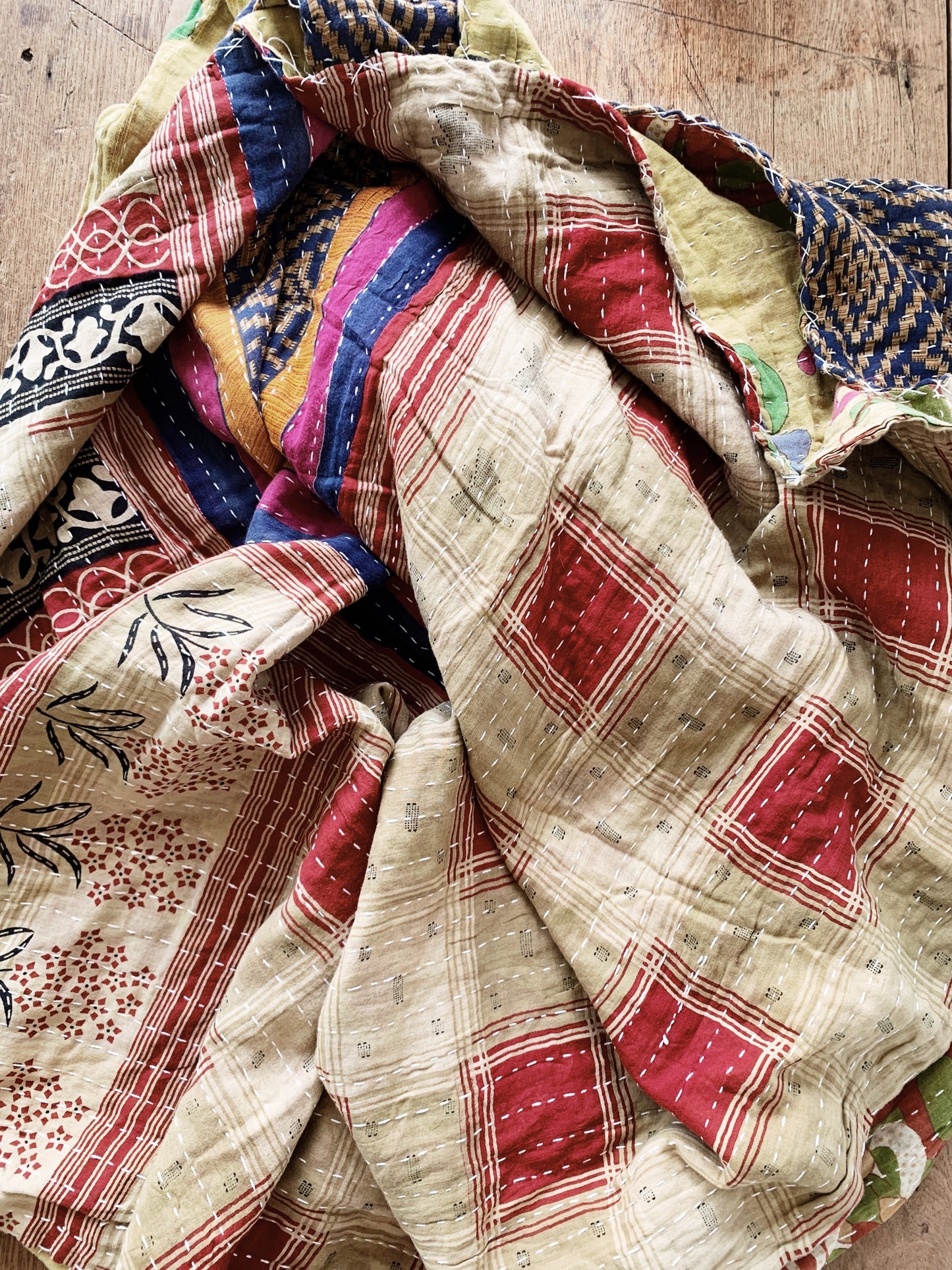 Vintage Cotton Kantha Quilt