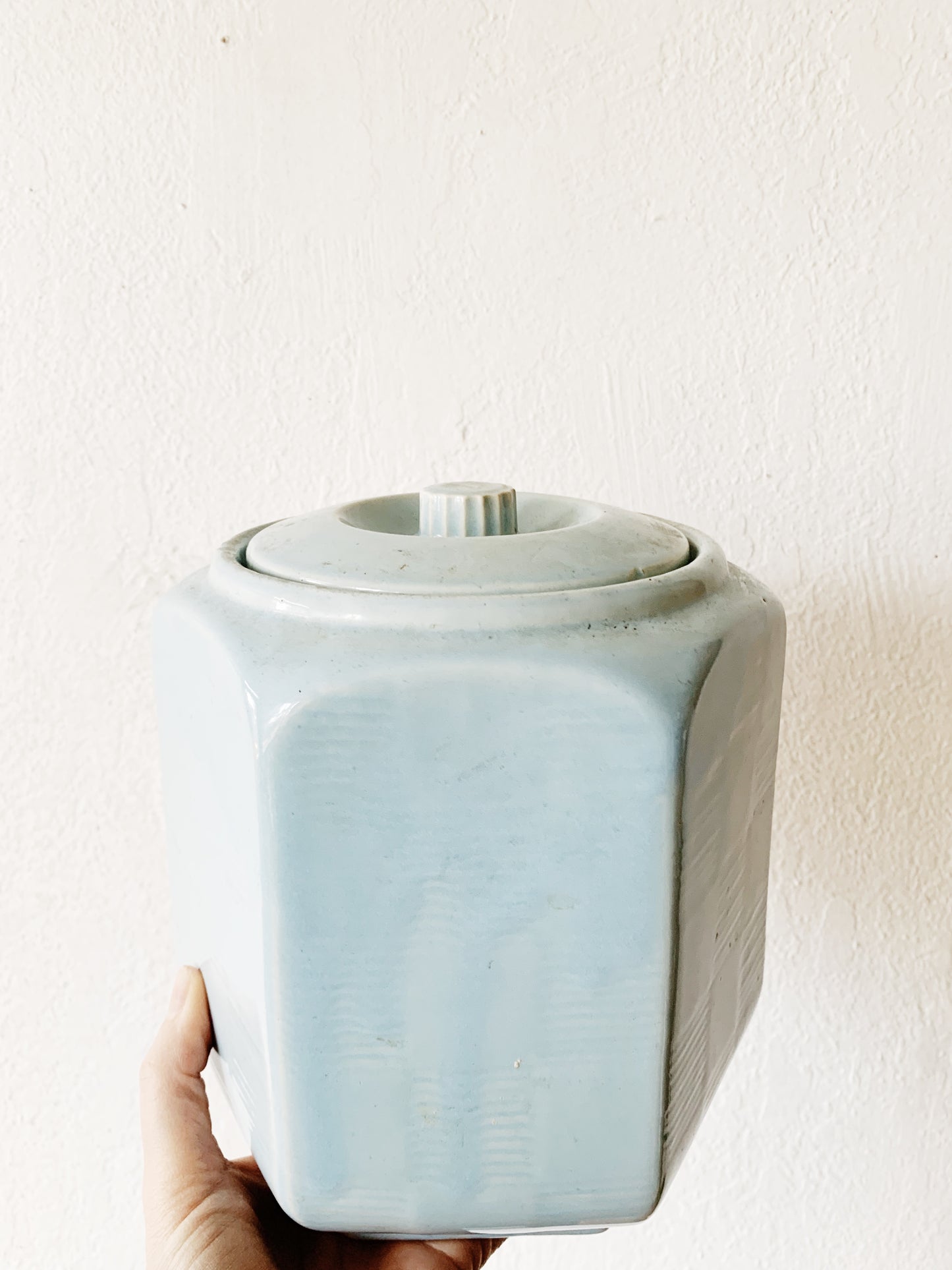 Pale Blue USA Ware Ceramic Lidded Canister