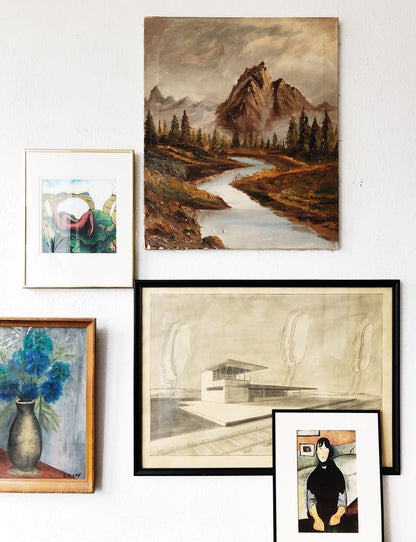 Vintage Original Mid Century Drawing