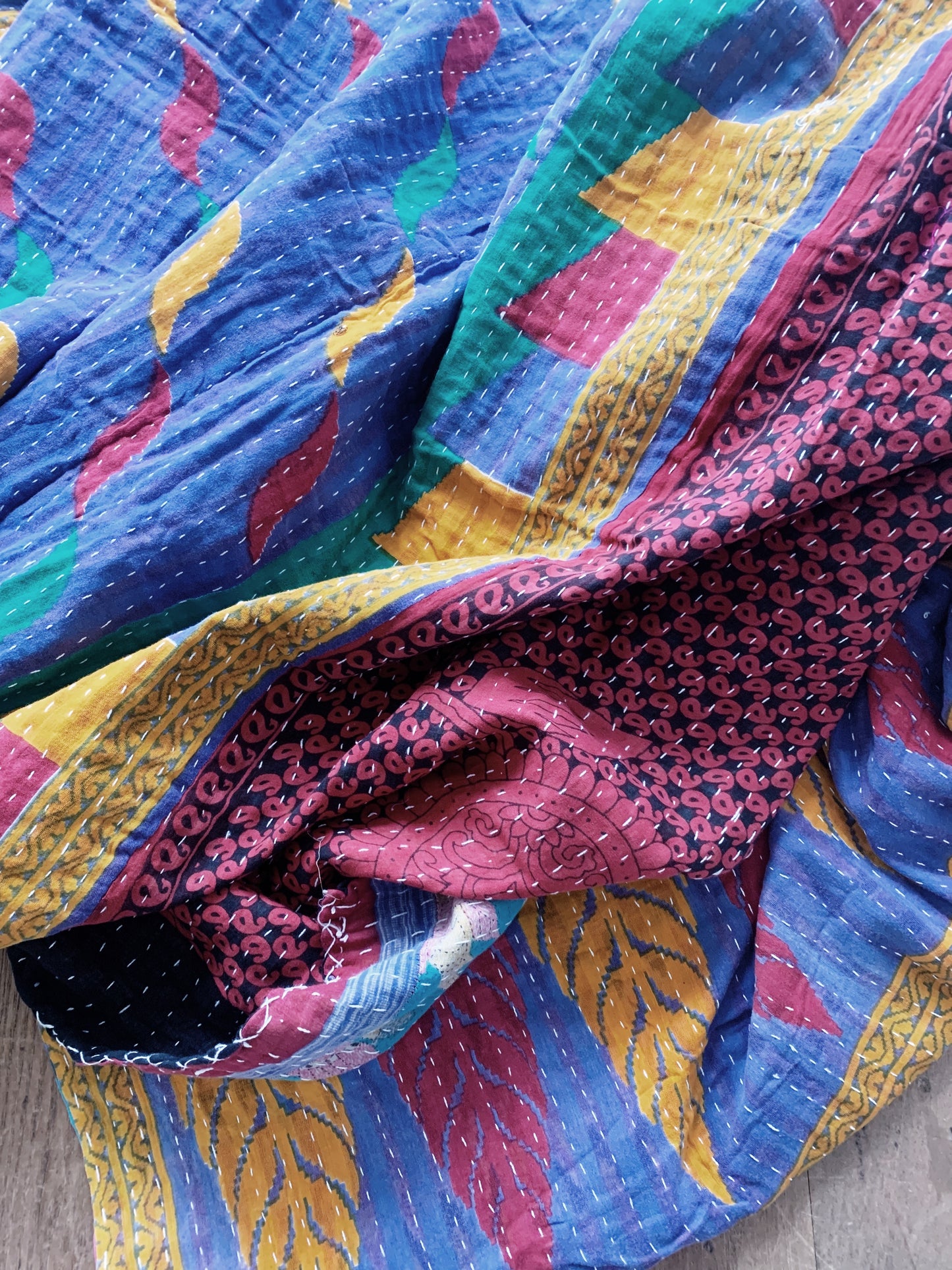 Vintage Reversible Kantha Quilt