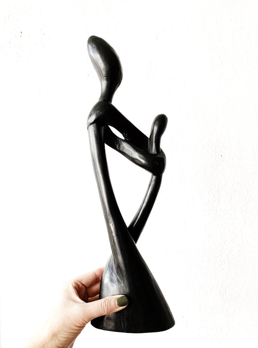 Black Modernist Wood Sculpture