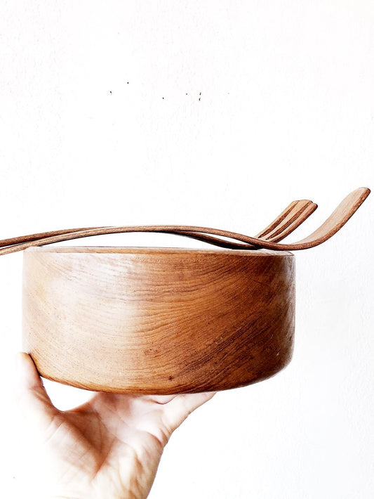 Vintage Teak Salad Bowl and Server Set