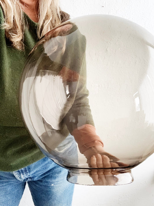 Large Vintage Smoky Glass Globe