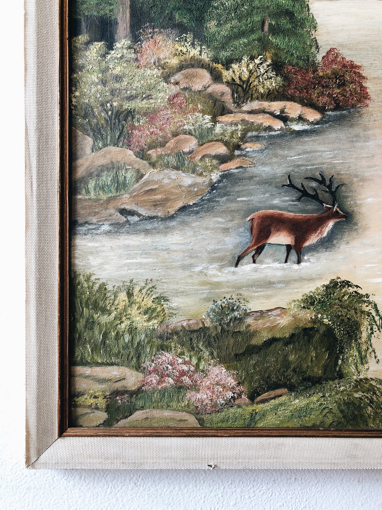 Vintage Mountain Landscape Oil Painting