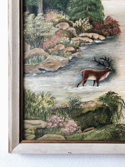 Vintage Mountain Landscape Oil Painting