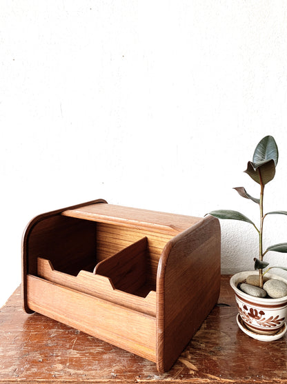 Vintage Teak Tambour Box