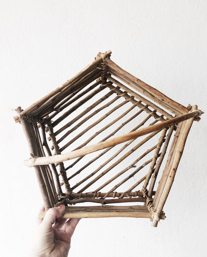Vintage Folk Twig Basket
