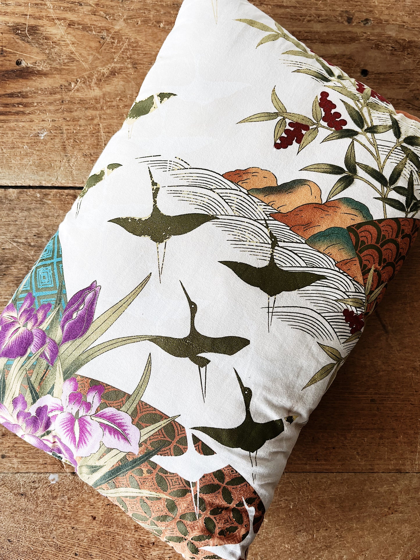 Reversible Vintage Silk Pillow