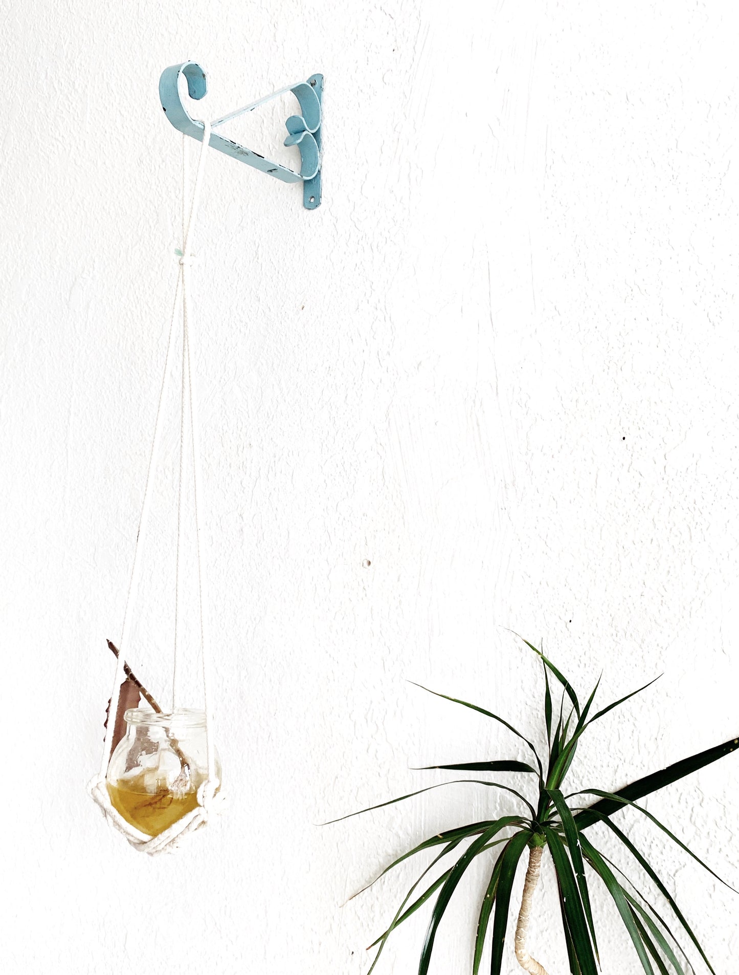 Vintage Turquoise Metal Bracket / Plant Hanger