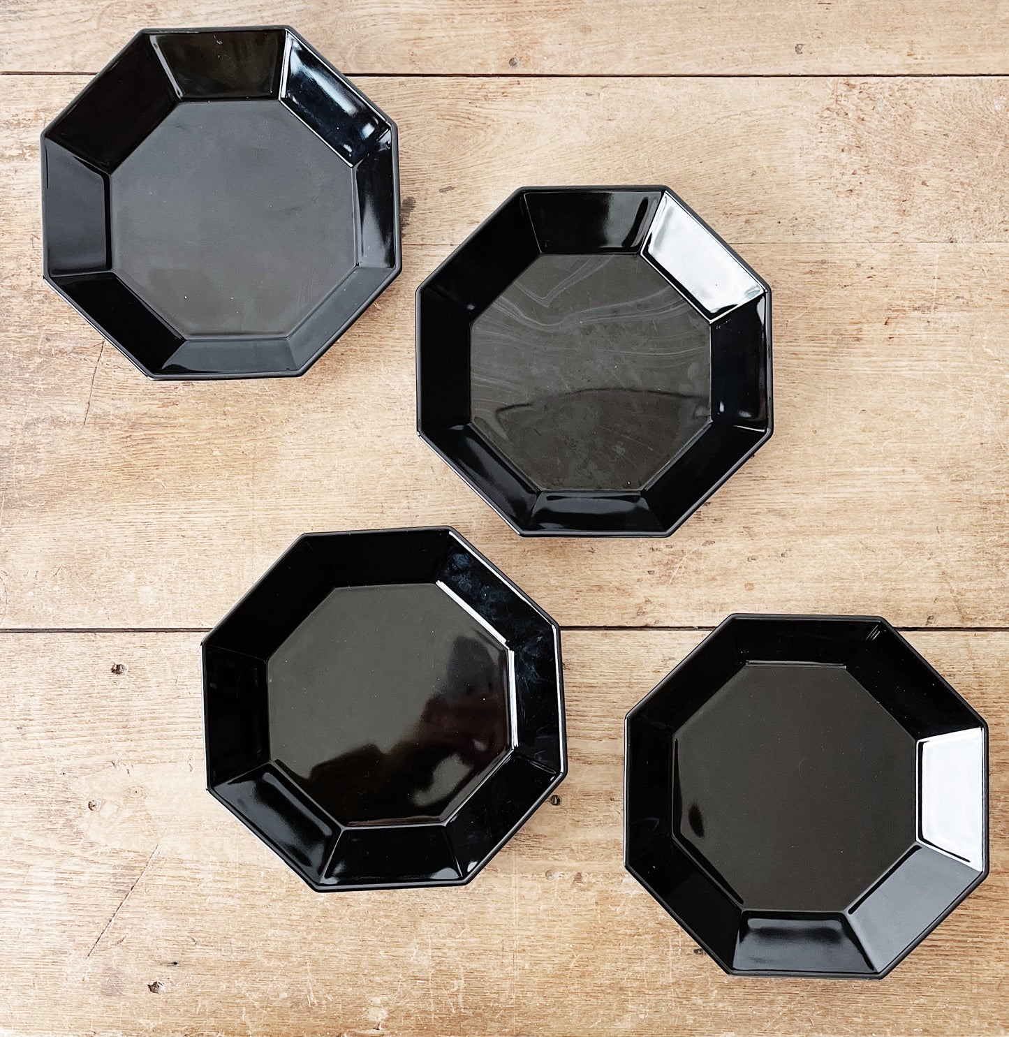 MCM French Arcoroc Octime Black Glass Dinnerware