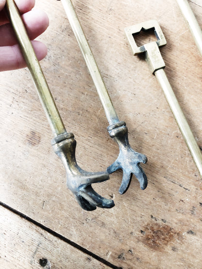 Antique Brass Firebox Tool Set
