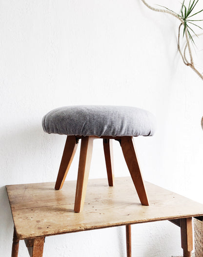 Mid Century Upholstered Ottoman Stool