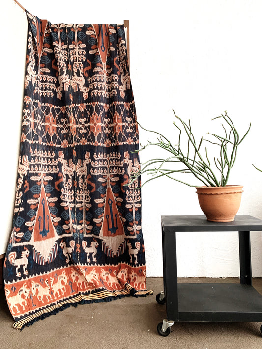 1950’s Handstitched, Natural Dye Ikat Textile
