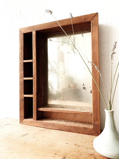 Vintage Wood Shadow Box Mirror