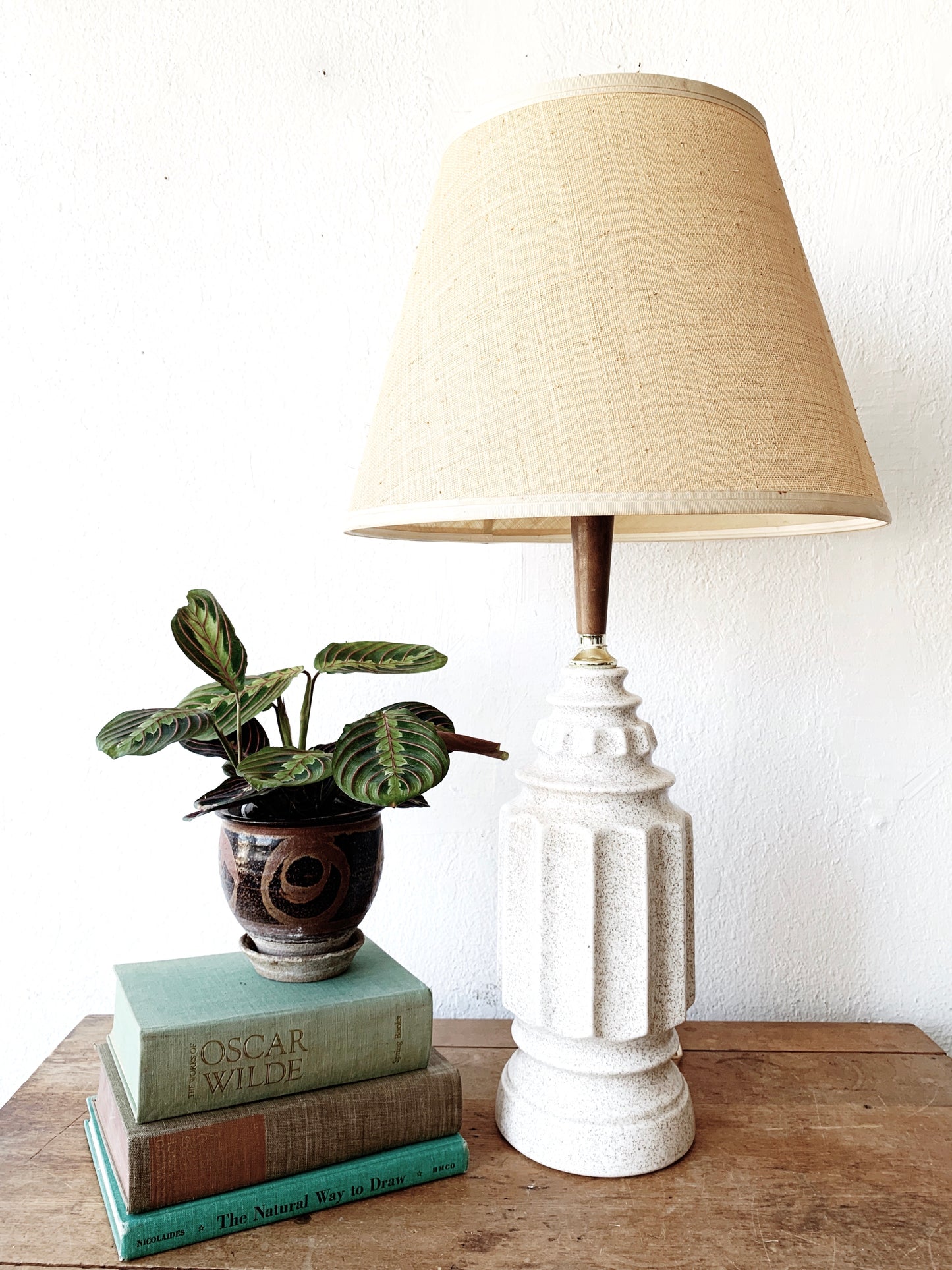 Mid Century Ceramic Lamp with Shade