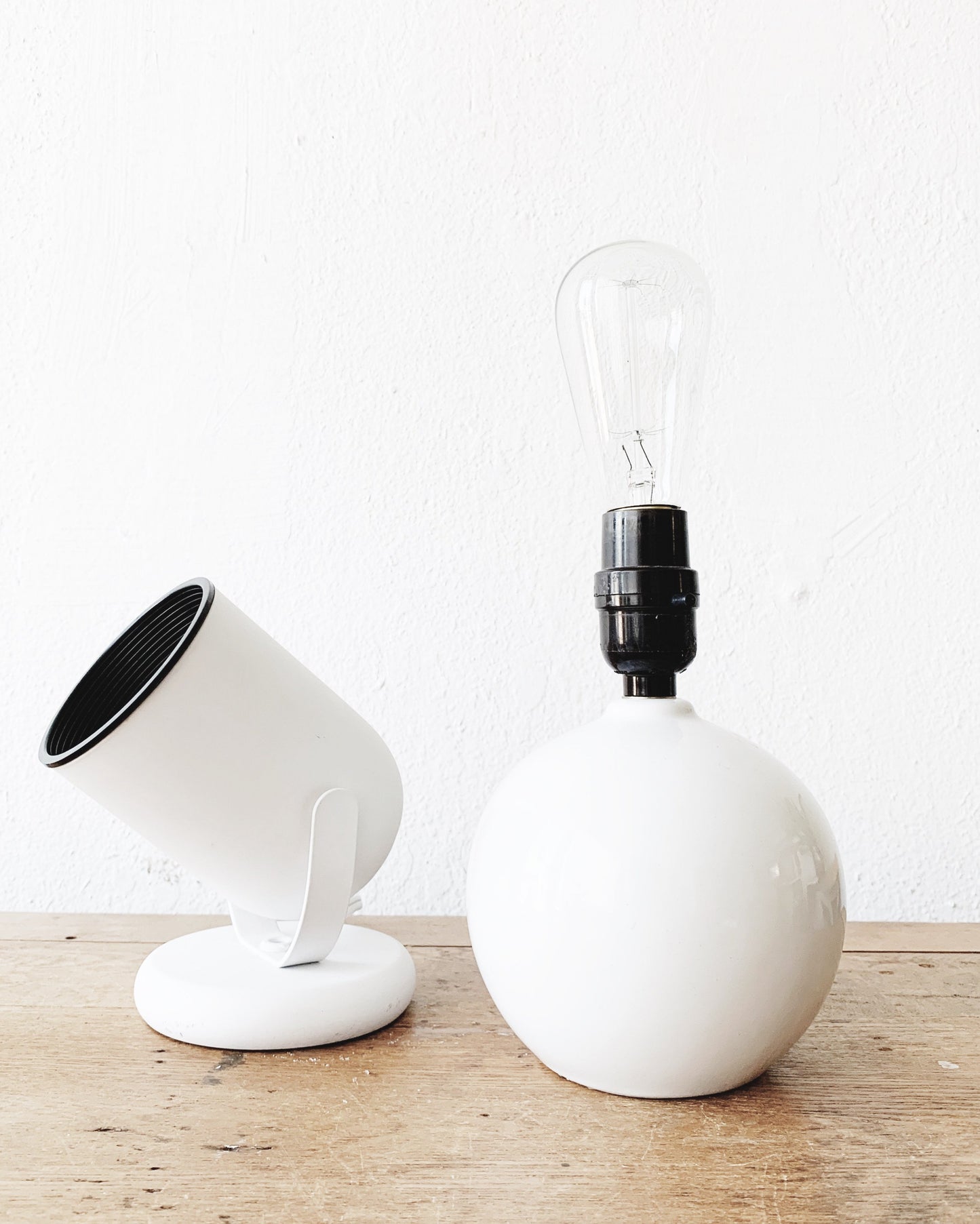 Vintage White Ceramic Orb Lamp