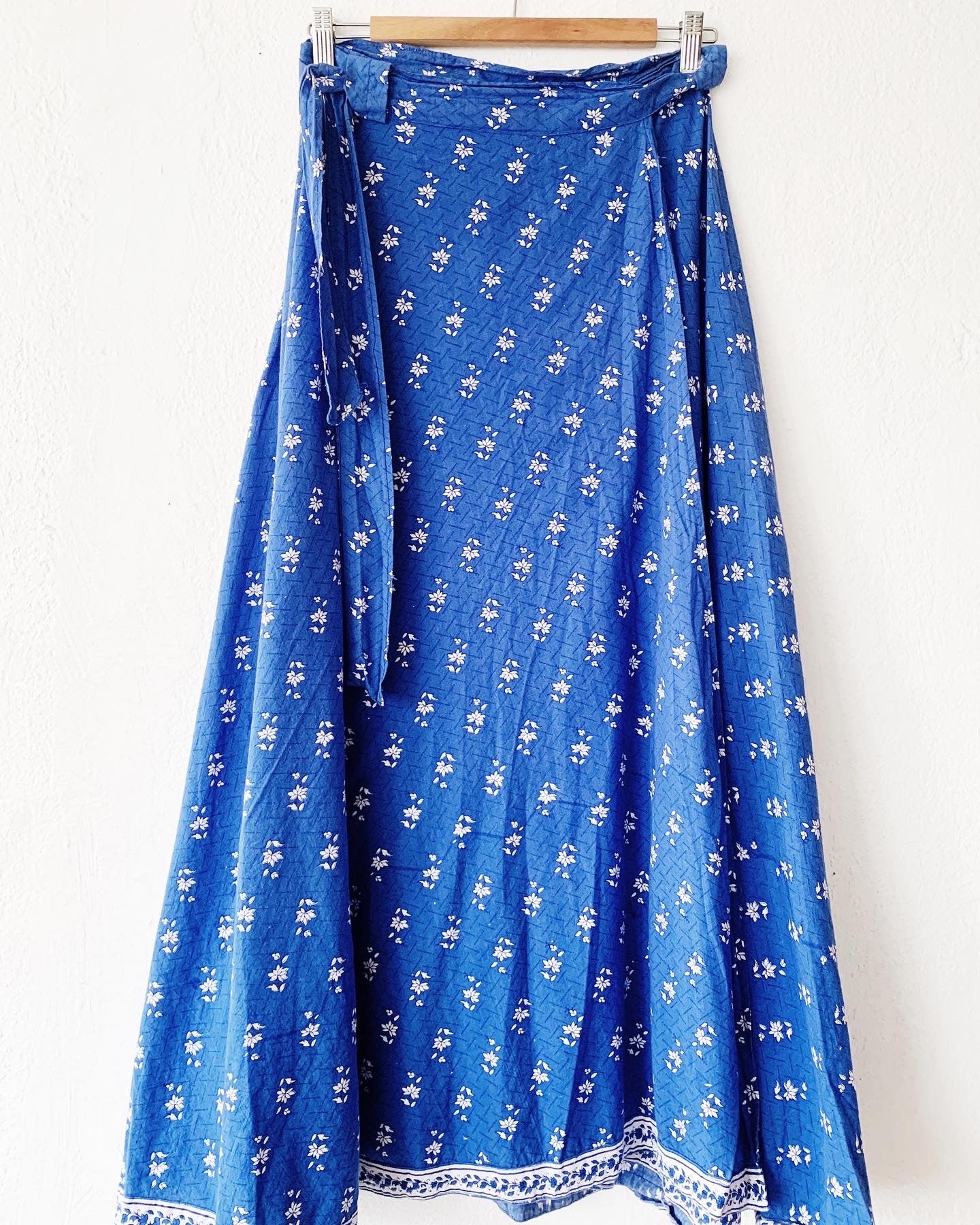 Long Vintage Cotton Wrap Skirt