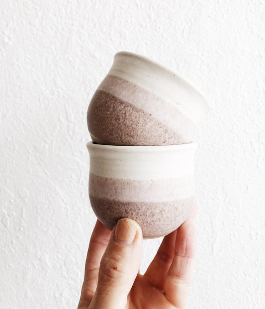 Pair of Pink Ombré Pottery Cups