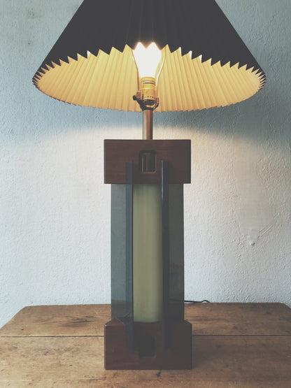 MCM Lucite and Teak Lamp with Nightlight