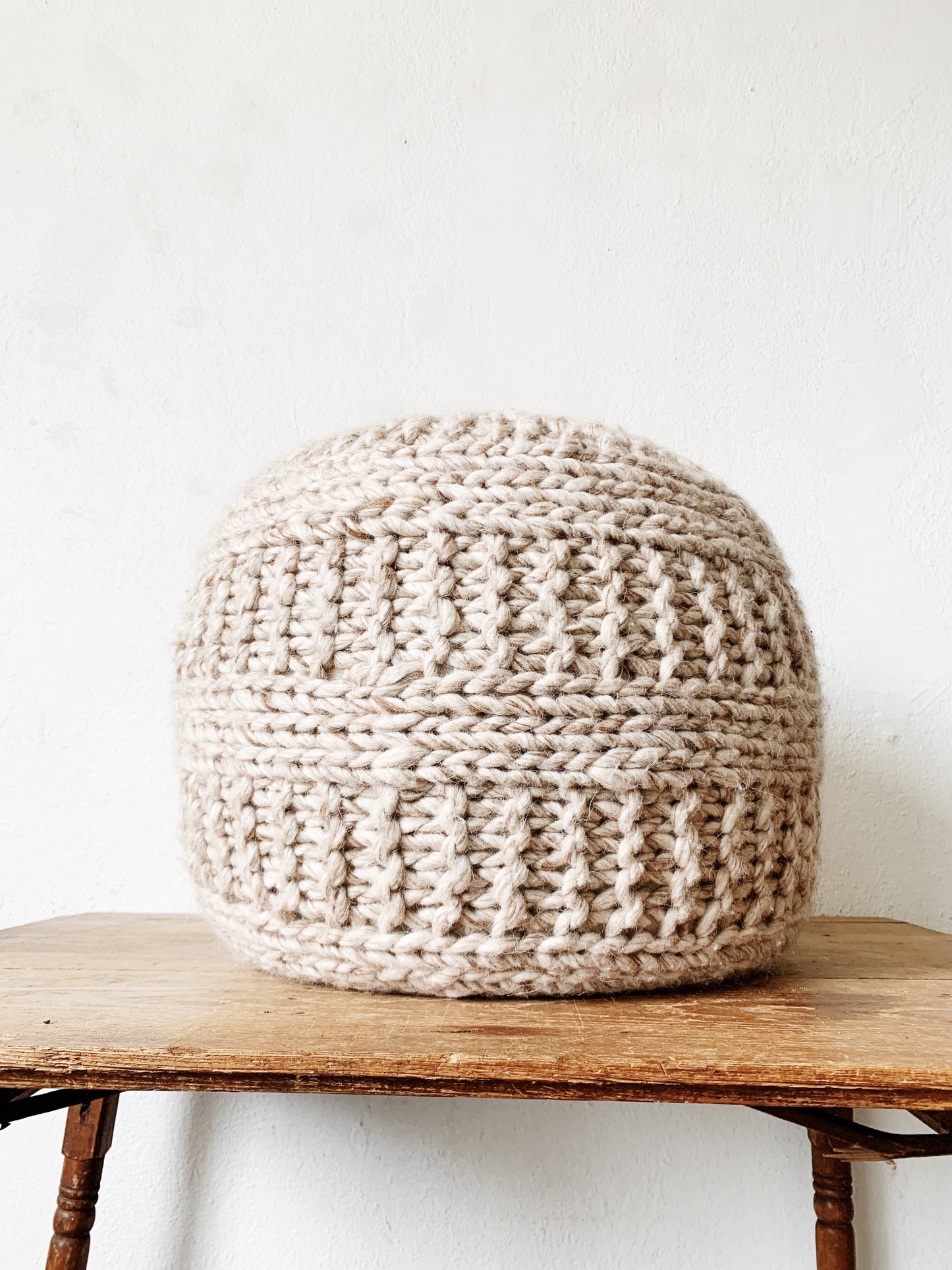 Handknit Wool Pouf