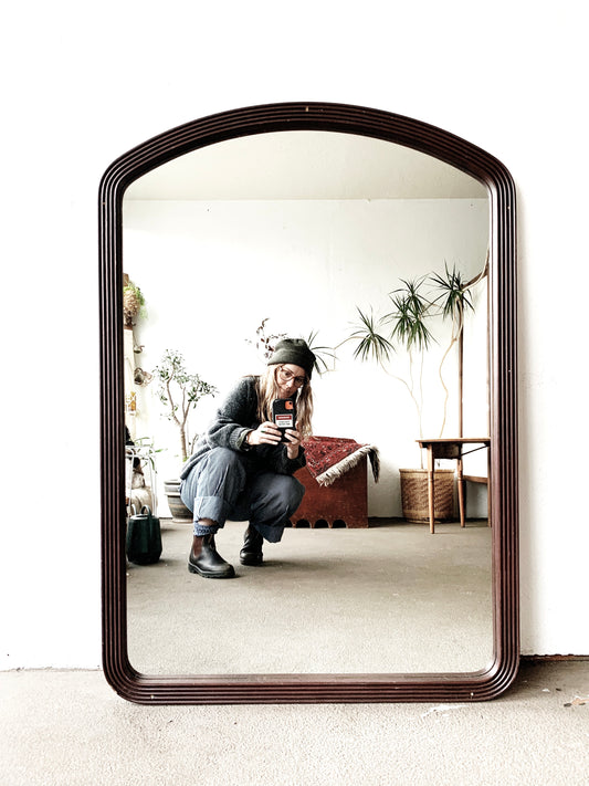 Large Vintage Arched Wood Mirror