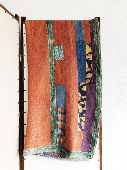 Vintage Reversible Cotton Kantha Quilt