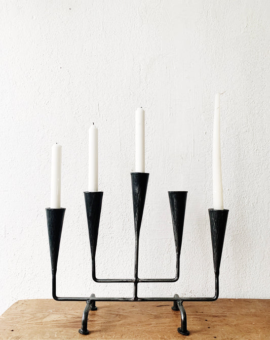 Brutalist Style Iron Candelabra