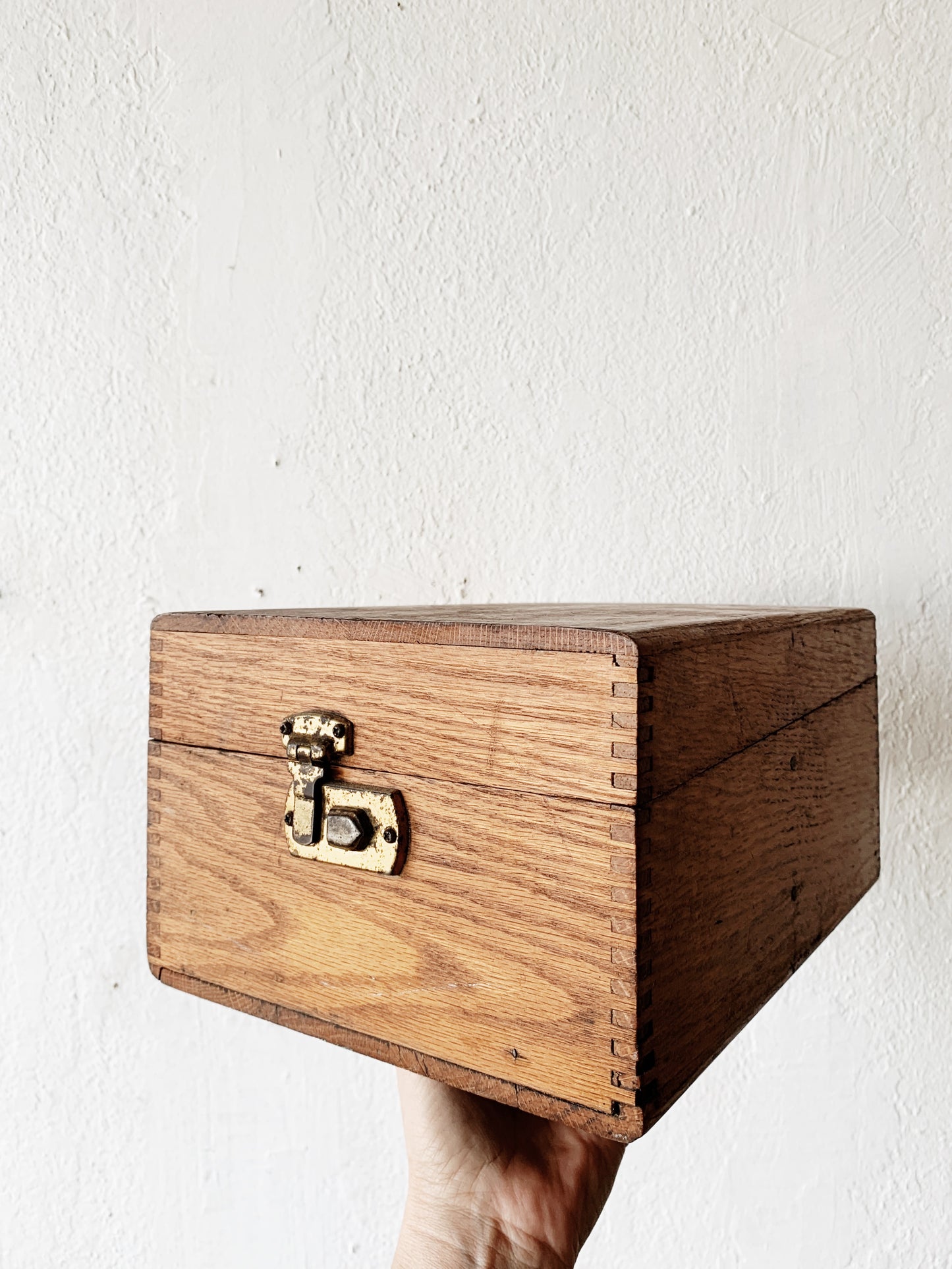 Vintage Wood Box with Brass Pop Lock
