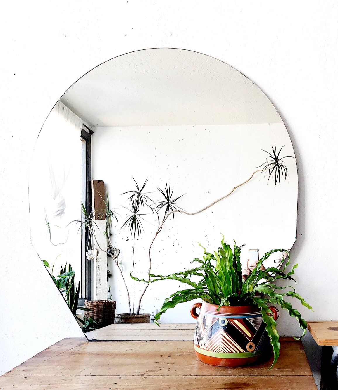 Vintage Frameless Geo Mirror