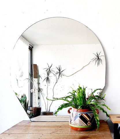 Vintage Frameless Geo Mirror