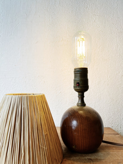 Small Vintage Burl Wood Lamp with Shade