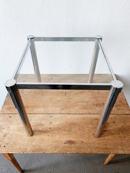 Mid Century Modern Chrome and Glass Side Table