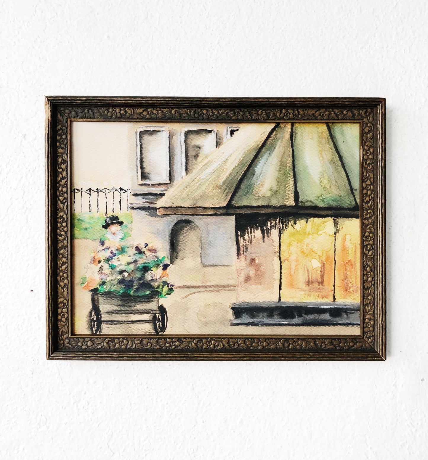 Original Watercolor Greenhouse Painting